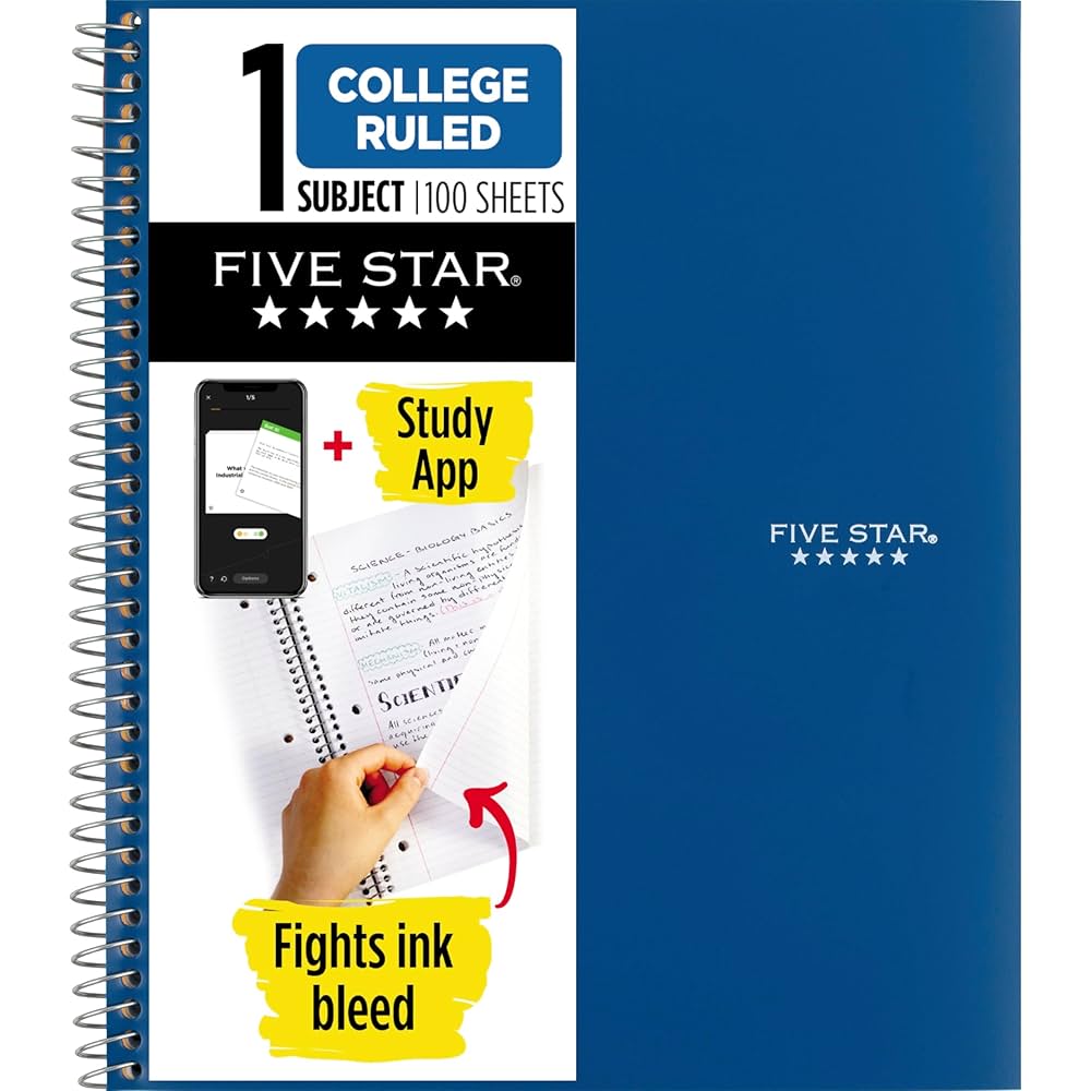 Amazon.com : Five Star Spiral Notebook + Study App, 1