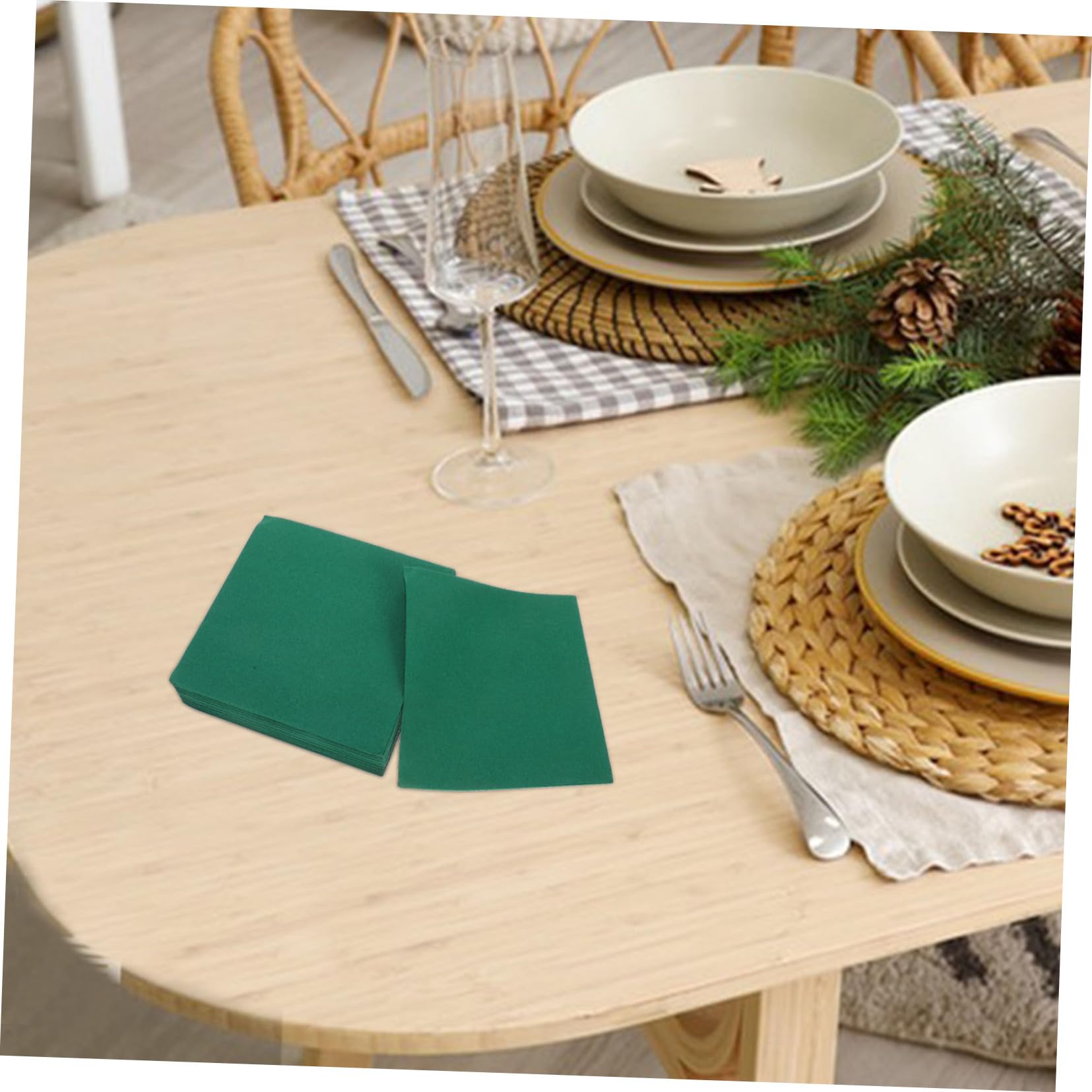50 Stück Dunkelgrüne Einweg Servietten aus Hochwertigem Holzpapier für Cocktail und Hochzeitsfeiern Robuste Langlebige Tischdeko für Geburtstagsfeiern und Dinner Events