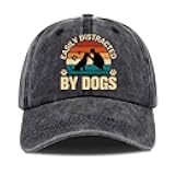 DLTRXMY Unisex-Adult Black One Size Baseball Cap, Dog Theme, Modern, Moisture Wicking, Sun Protection, Adults, Families, Friends