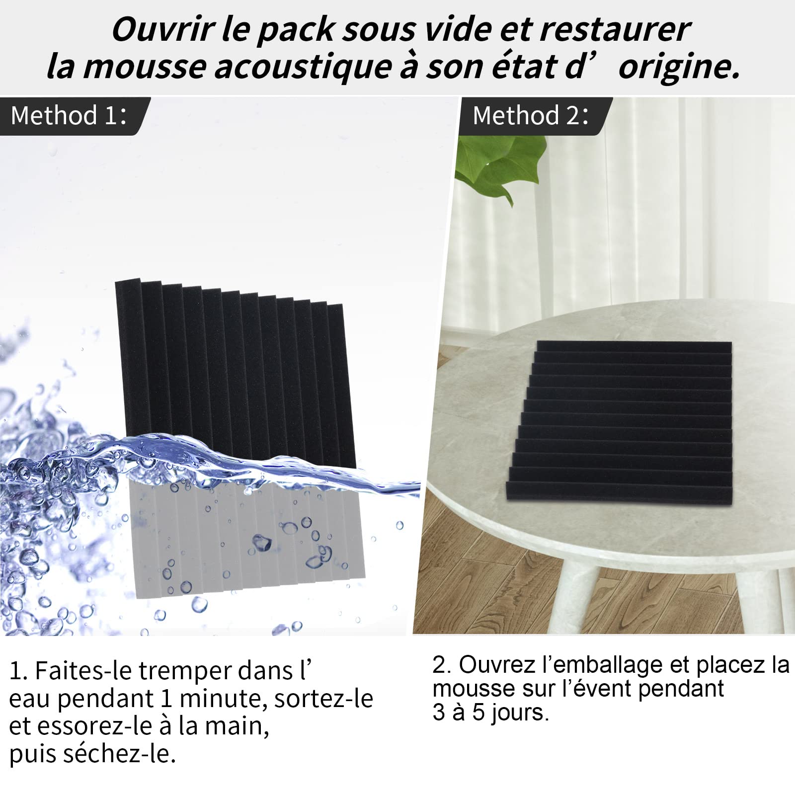 Lot de 24 Mousse Acoustique, 30 * 30 * 2.5cm Mousse Phonique Anti Bruit Haute Densité Ignifuges, Absorption Acoustique, pour Salle de Cinéma Maison, Studios d'enregistrement, Salles de Musique