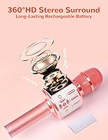 Vista 2 de Amazmic Micrófono de karaoke para adultos, micrófono inalámbrico Bluetooth para cantar, máquina de karaoke portátil de mano con luces LED, regalo