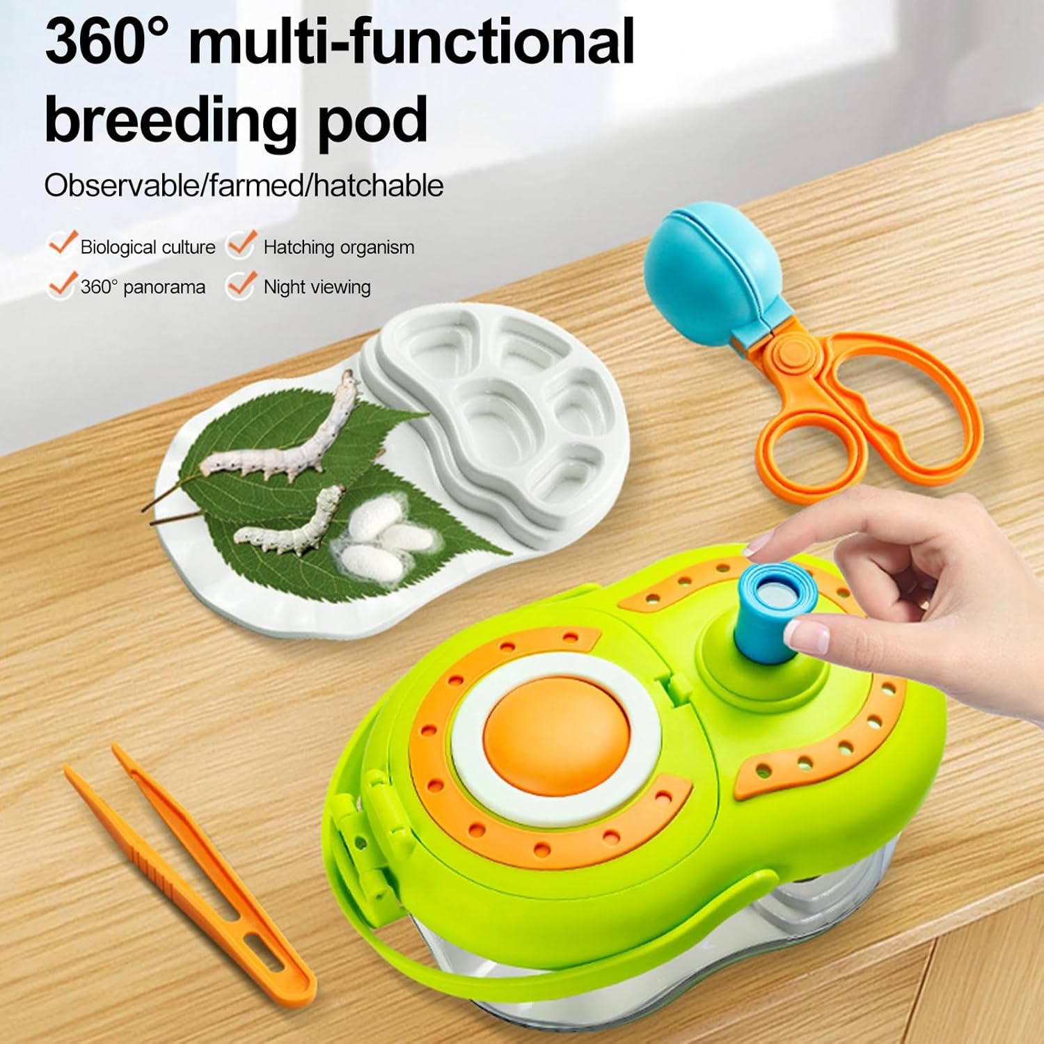 Insect Catcher Kit with LED Light Magnifying Glass Net Critter Keeper for Silkworm Butterfly Turtle Snail Insect Breeding Warehouse Outdoor Explorer Kit A