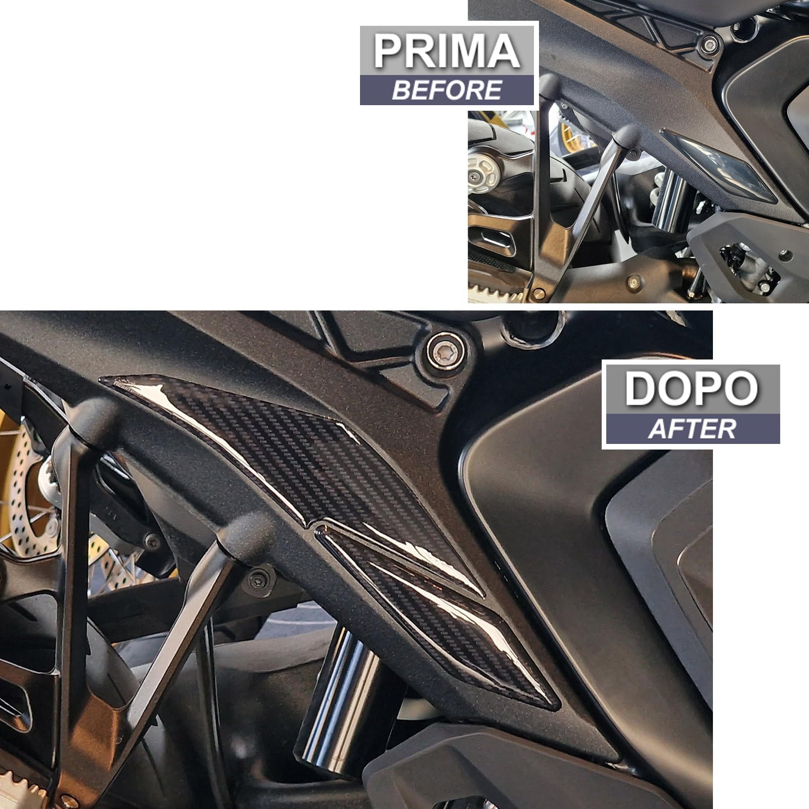 Resin Bike Adesivi Resinati Para Telaio Laterale Per BMW R 1300 GS (2023-2025) – Effetto Carbonio 3D Made In Italy - 3