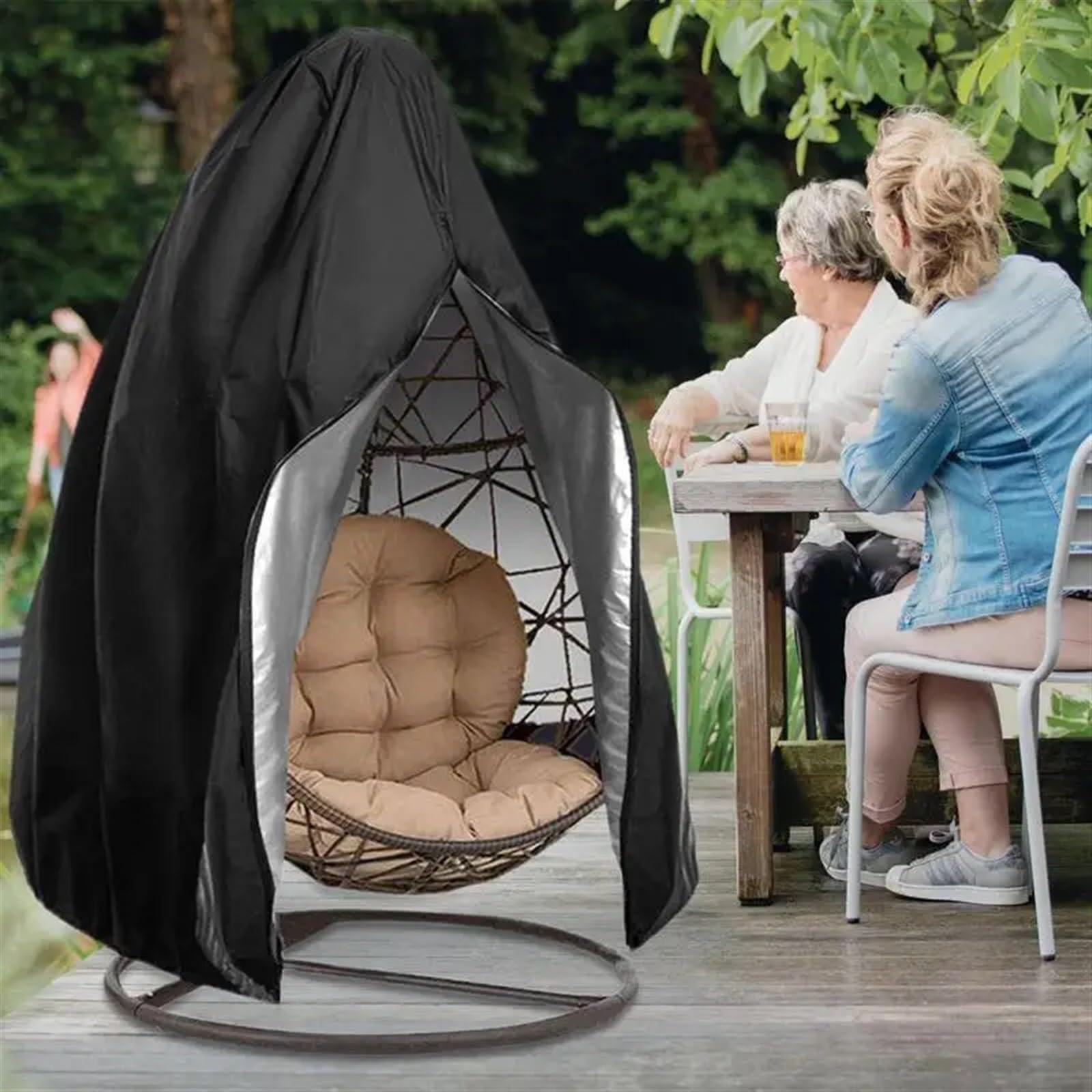 Housse Chaise Oeuf Housse de protection for balancelle d'extérieur, imperméable, réglable, en tissu Oxford, portable
