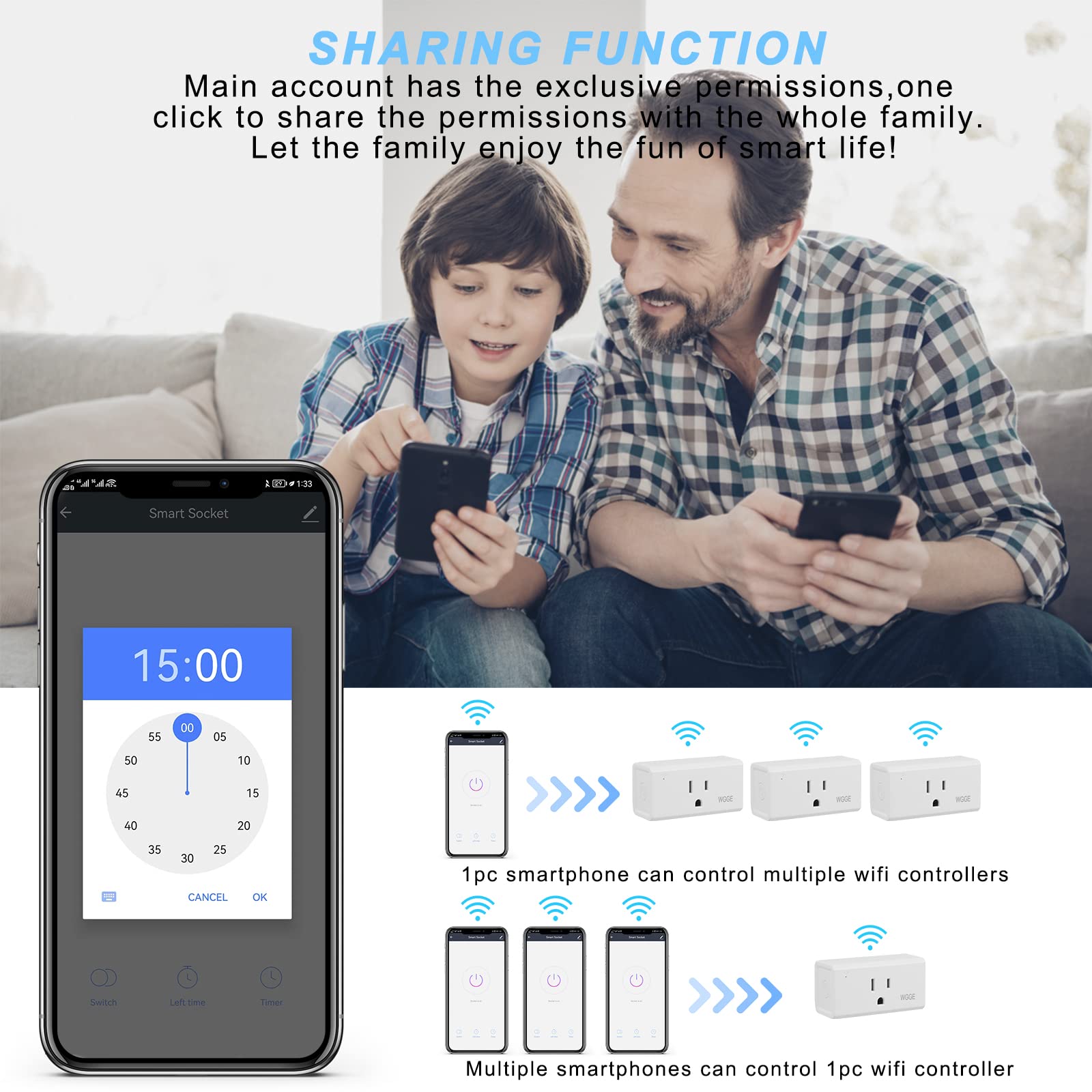 WGGE WiFi Smart Plug Outlet APP Remote Control Anywhere Timer Function Compatible with Alexa or Google Assistant No — view 4