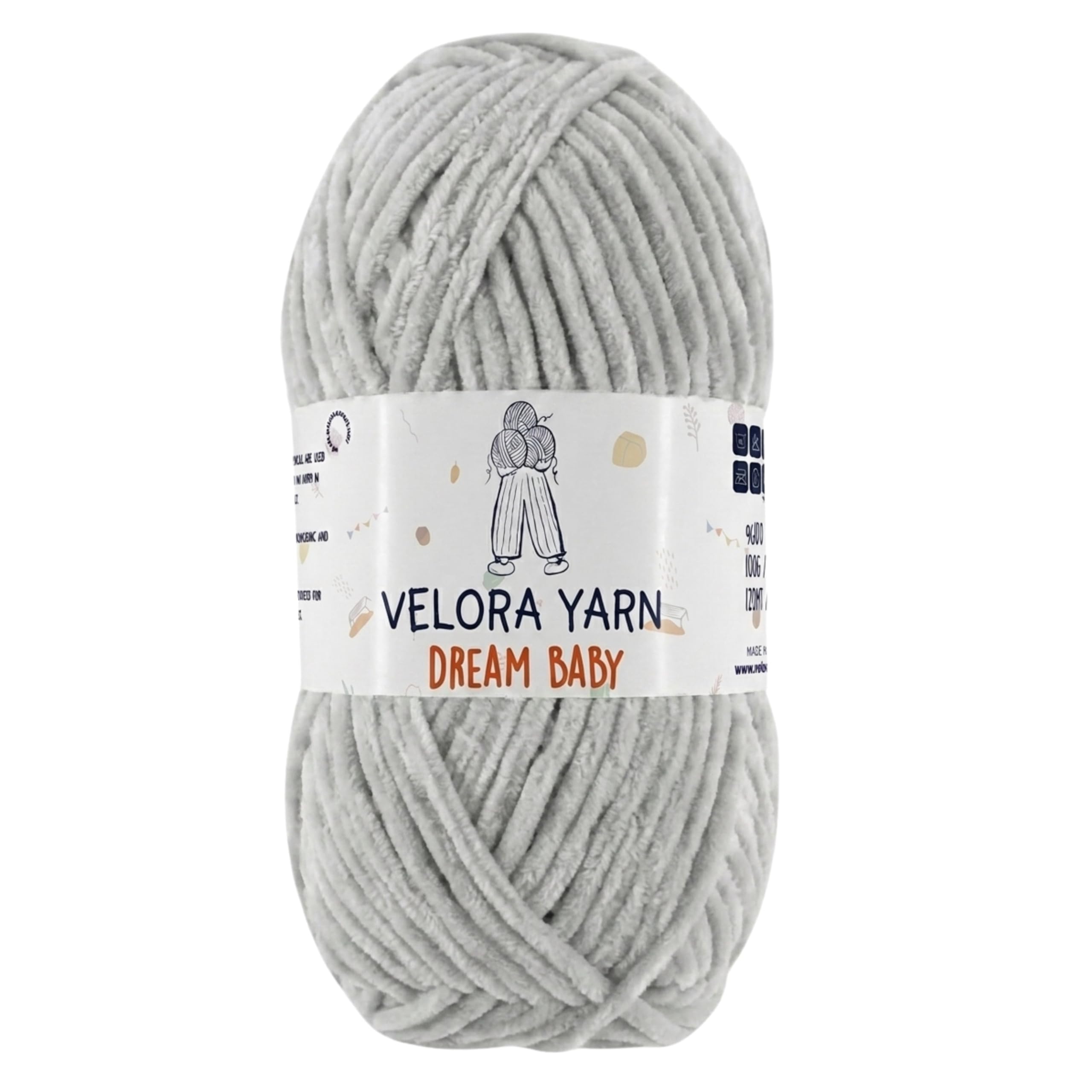 Velora Dream Baby 100% Polyester Chenille Yarn Soft Thick Chunky Yarn Skein 100g 120m, Machine Washable for Knitting&Crochet Blanket, Amigurumi, Scarf, Hat,Sweater,Plushies (Gunmetal) — image 1