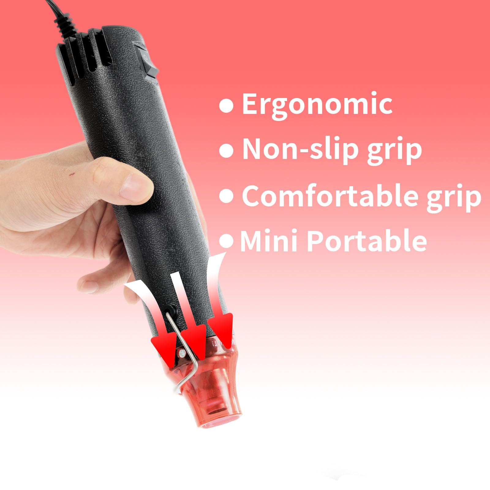 Tragbare Heißluftpistole zum Basteln, 110 V, 300 W, ultra-langes 1 m Kabel mit Ständer und Netzkabel für PVC-Umwicklung mit Schrumpffähigkeit, Farbe D