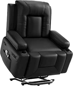 GarveeHome Power Lift Recliner Chair - Heat and Massage, PU Leather, Adjustable Back and Legs, Electric Lift Chair