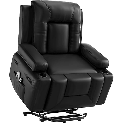 GarveeHome Power Lift Recliner Chair - Heat and Massage, PU Leather, Adjustable Back and Legs, Electric Lift Chair Designed for The Elderly and People with Mobility impaired