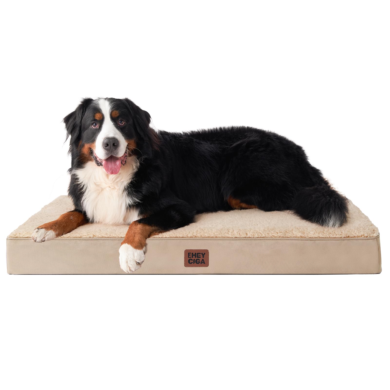 EHEYCIGA Orthopedic XXL Dog Bed Mattress with Removable Washable Cover for Crate, Khaki, 120x74x9cm