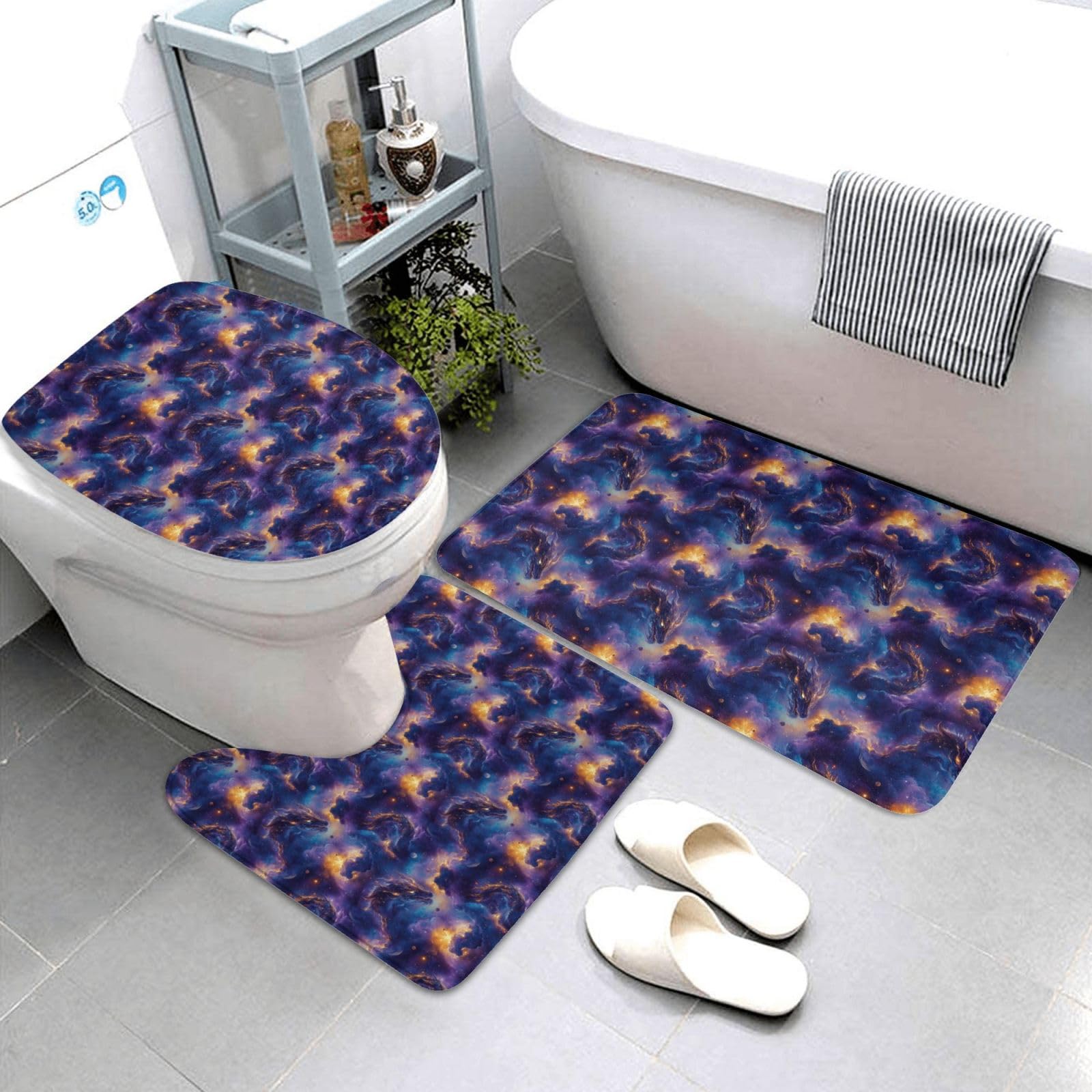 Tapis de salle de bain dragon violet tapis contour doux lavable