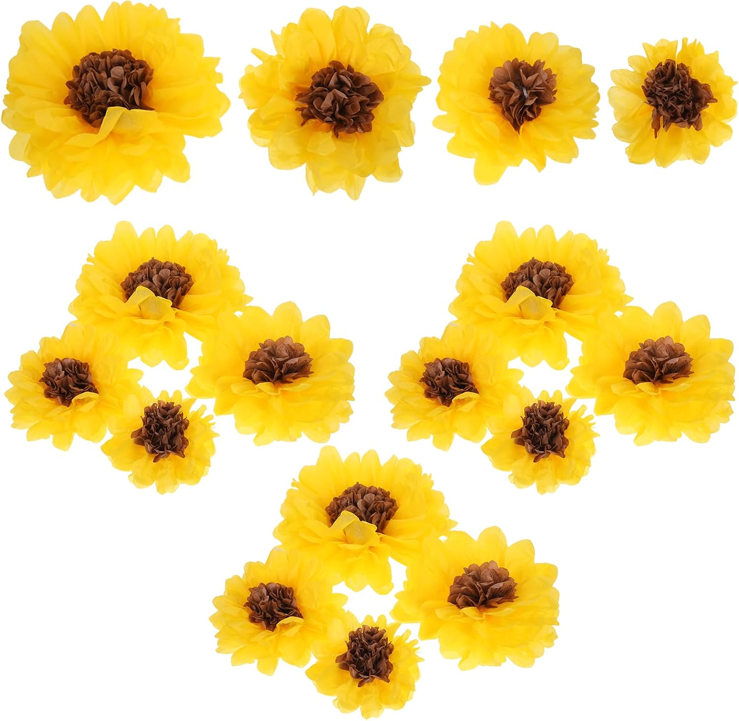 LUOZZY 32pcs Sunflower Paper Flower Balls Yellow Tissue Poms Summer Party Decorations for Birthday Wedding Baby Shower Home Classroom