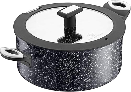 WaxonWare - Caserola horno holandés de 5.25 cuartos de galón de cerámica antiadherente, olla para sopa indeformable, no tóxica, sin