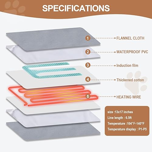 Miniatura 3 de Almohadilla térmica inteligente para perros con detección de gravedad activada por presión, cama para mascotas con temperatura ajustable