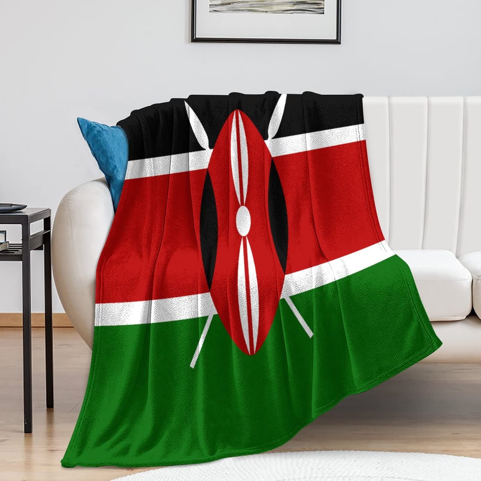 Couverture drapeau Kenya 152x203 cm en fausse fourrure antistatique