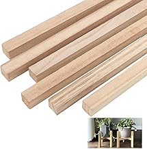 Pack of 6 Wooden Sticks, Square Wooden Sticks for Crafts, 30 x 1.5 x 1.5 cm, Paulownia Wooden Strips for Crafts, Natural Wood, Easy Sticks for DIY, Model Making and DIY