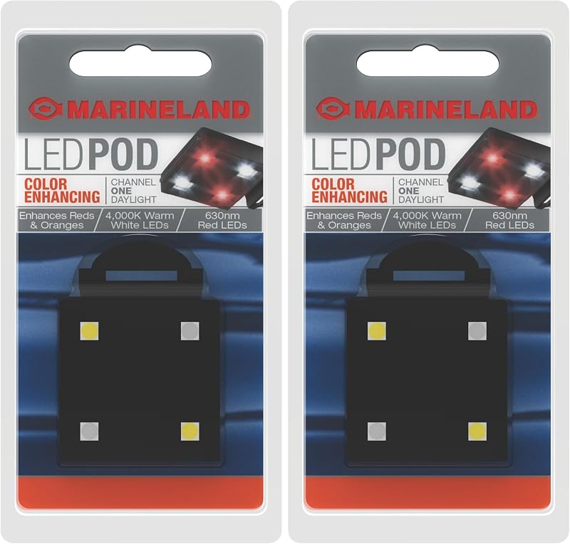 Luz LED POD para Aquário MarineLand com LEDs Brancos e Vermelhos, Pacote com 2