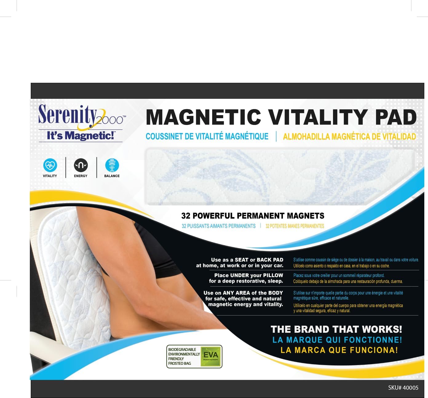 Serenity 2000 | Magnetic Therapy Pad for Improved Sleep and Pain Relief – Contains 32 Magnets for Deep, Penetrating, Fast-Acting Magnet Therapy