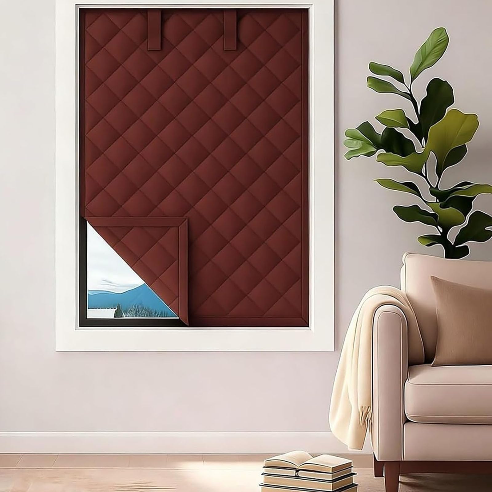 3-Layer Thermal Curtain Insulation Kit for Windows, Anti-Cold, Waterproof 80 100 120 180 200 cm Thickened Window Insulation Film for Doors, Basements, Balconies,red,20x79in/50x200cm