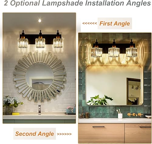 Miniatura 2 de Moderna lámpara de tocador de baño de cristal de 3 luces de latón para pared, sobre espejo, iluminación de tocador negra y dorada para baño,