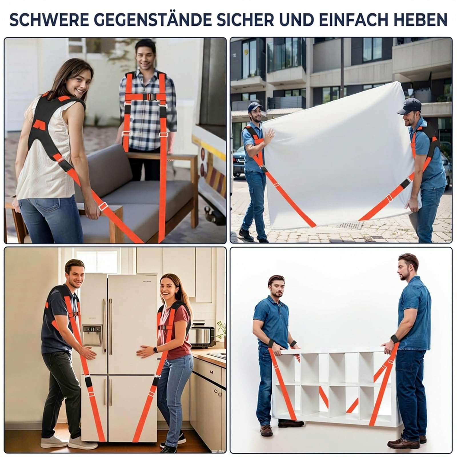 Ytonet Tragegurte Umzug 2 Personen, Möbeltragegurte Tragegurte | Tragegurte mit Gepolsterter Rückenstütze für Haushaltsgeräte, Matratzen und Schwere Gegenstände bis 360 KG, 3.4 M Lang