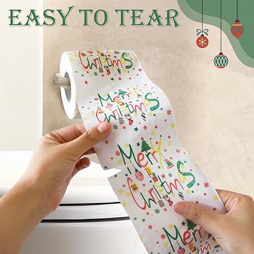 Miniatura 4 de Decoraciones de papel higiénico de Navidad, regalos de papel higiénico con patrón de Feliz Navidad, regalos de vacaciones, servilletas de tejido