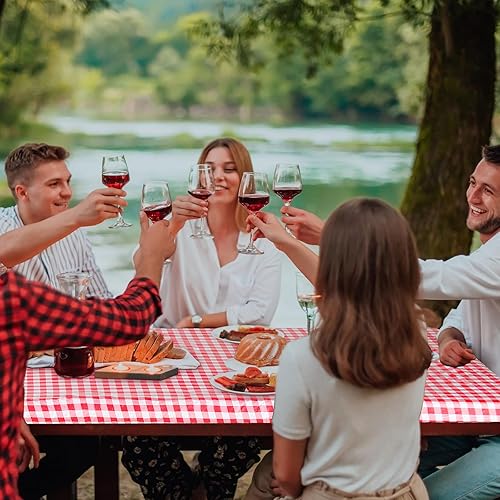 Miniatura 9 de 6 manteles rectangulares plegables de 30 x 72 pulgadas, de vinilo, impermeable, de plástico, con reverso de franela y borde elástico, para fiestas