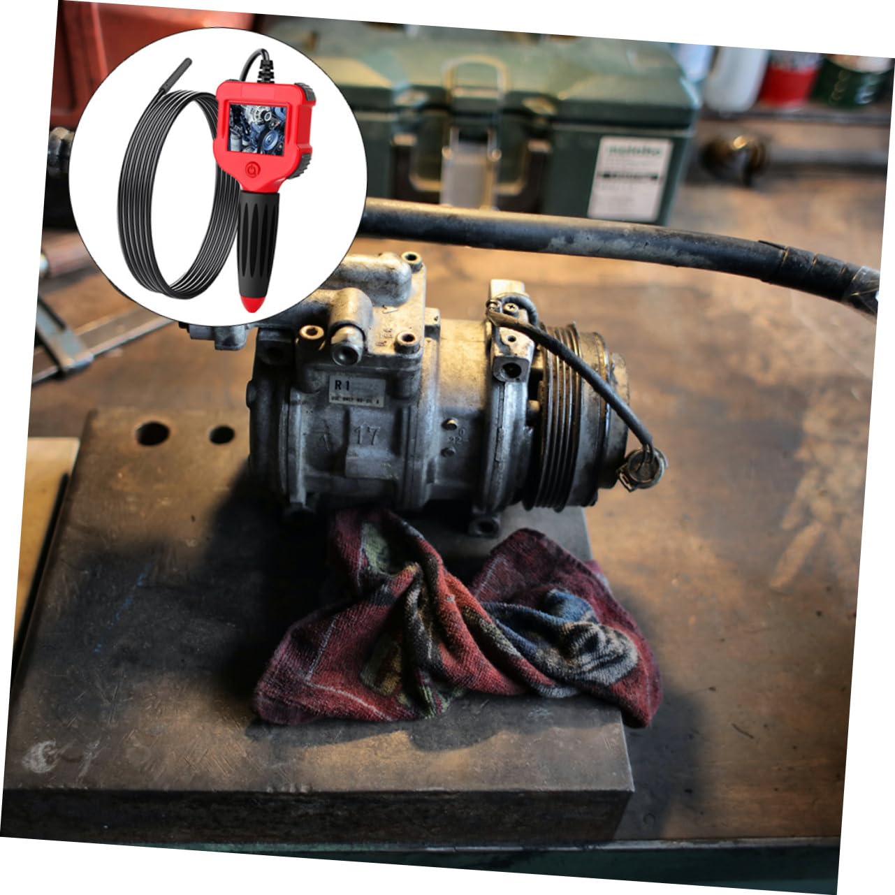 1set Industrial Digital Borescope Inspection Camera Portable Hd Display for Automotive Pipeline and Underwater Inspections