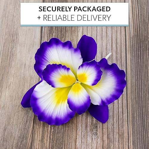 Miniatura 5 de Global Sugar Art Flores de pastel de azúcar con iris holandés, color morado con centro amarillo, 1 unidad por el chef Alan Tetreault