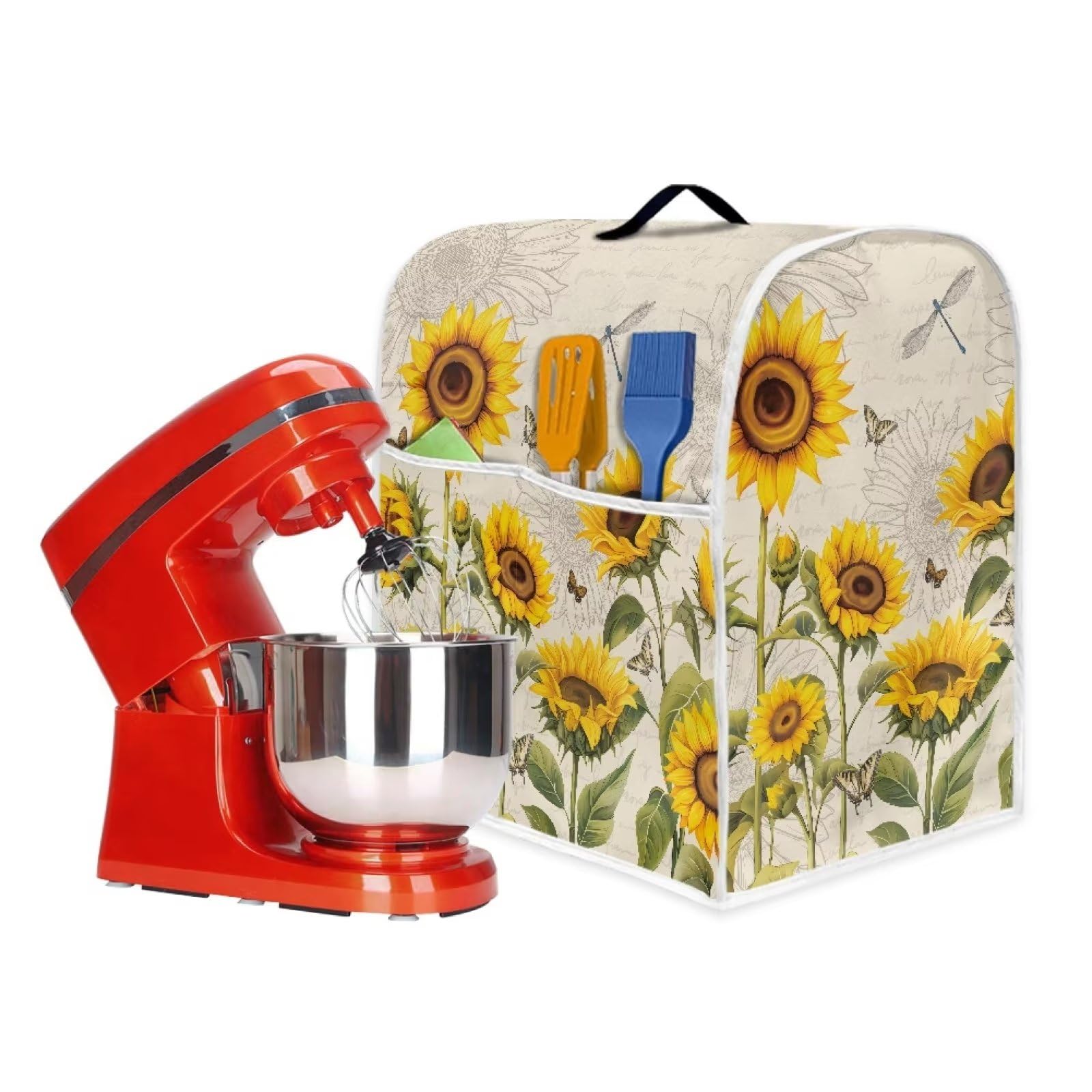DISNIMO Sunflower Dragonfly 4 Slice Toaster Cover and Stand Mixer Cover Compatible with 6-8 Quart Kitchen Mixer Home Appliance Covers Stain Resistant