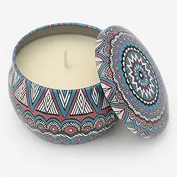 Vela Aromática de Lavanda 130g – Cera Primeira Linha, Artesanal, Estampa de Mandala – Ideal para Aromaterapia, Decoração e Presentes