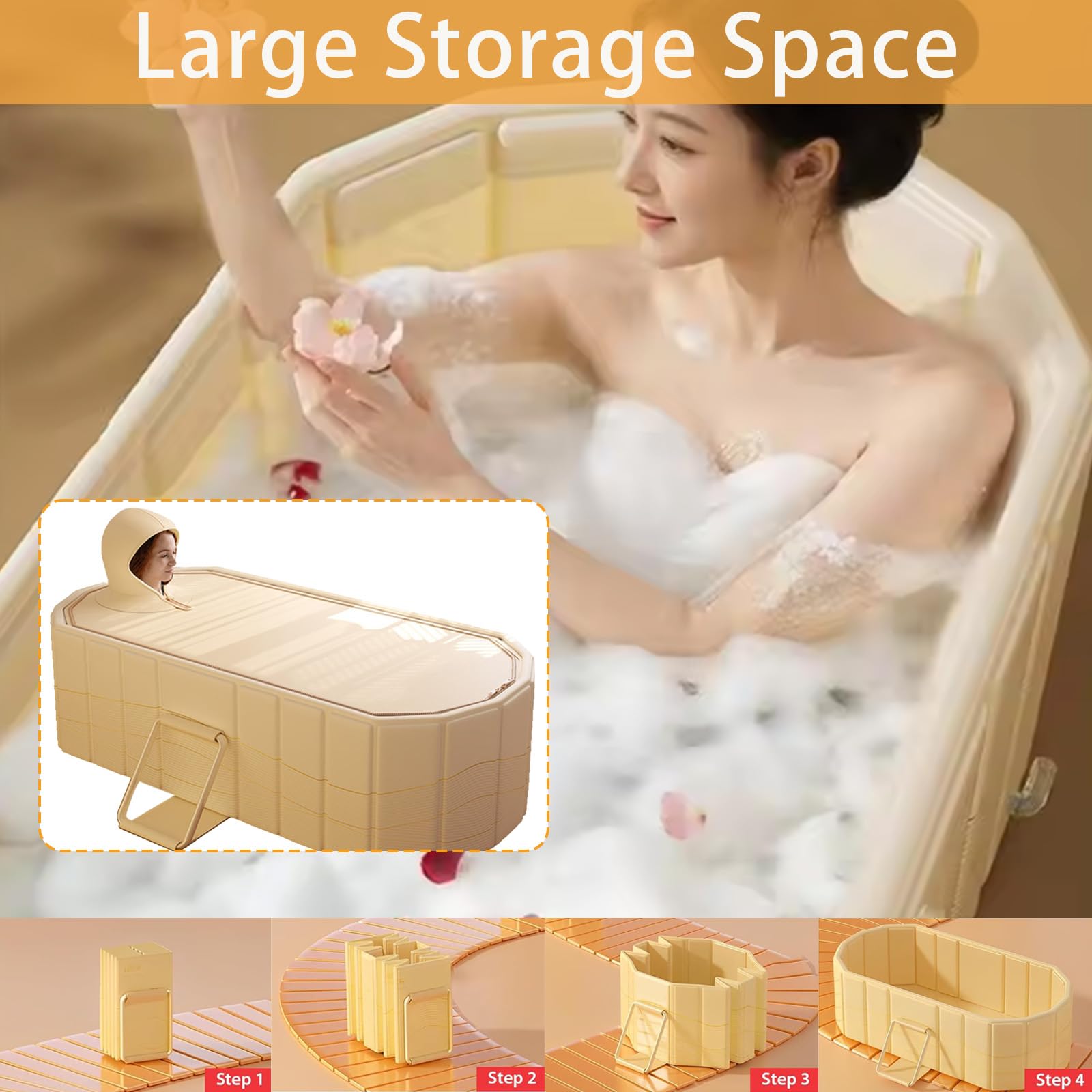 Bañera Plegable Para Adultos, 2 En 1 Baño De Hielo Y Agua Caliente, 150x55x50 cm De Grosor Bañera Portátil Independiente Para Ducha Con Tapa Minipiscina Para Spa En Casa Baño De Hielo