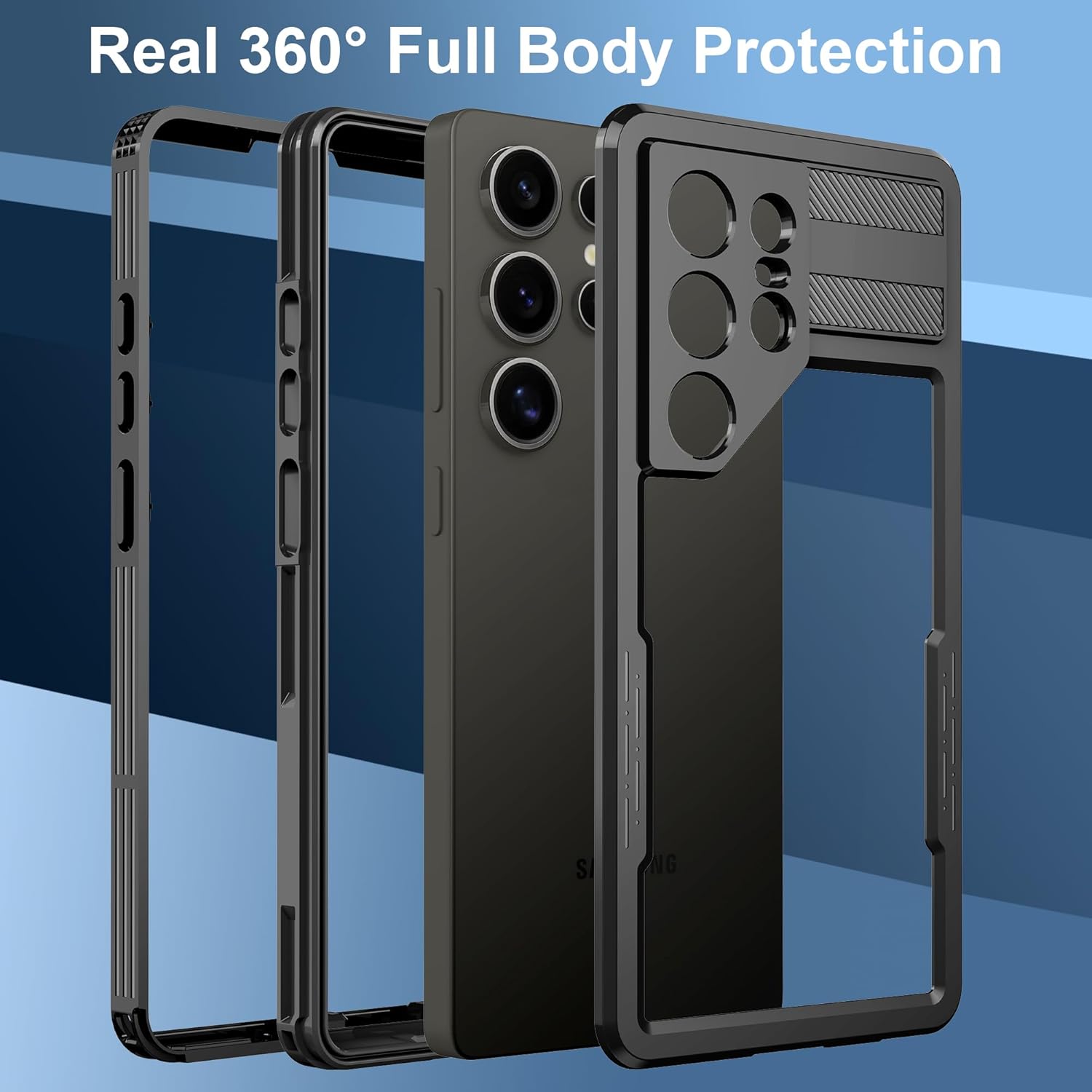 for Samsung Galaxy S25 Ultra Waterproof Case, with Built-in Screen Protector Dustproof Shockproof Full Body Underwater Protective Phone Case Cover for Samsung Galaxy S25 Ultra 5G 6.9" (Black) - Image 3
