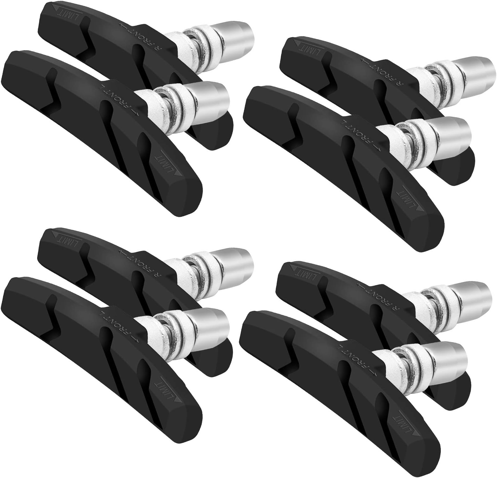 Alritz Bike Brake Pads Set, 4 Pairs Road Mountain Bicycle V-Brake Blocks Shoes with Hex Nut and Shims, No Noise No Skid, 70mm