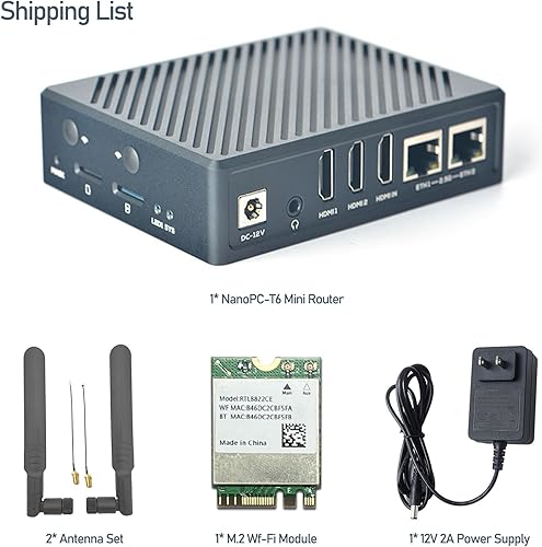 Miniatura 2 de FriendlyElec NanoPC-T6 - Routers de viaje a Internet con carcasa de metal alimentado por RK3588, 16 GB de RAM 256 GB eMMC, Dual 2.5G Ethernet,