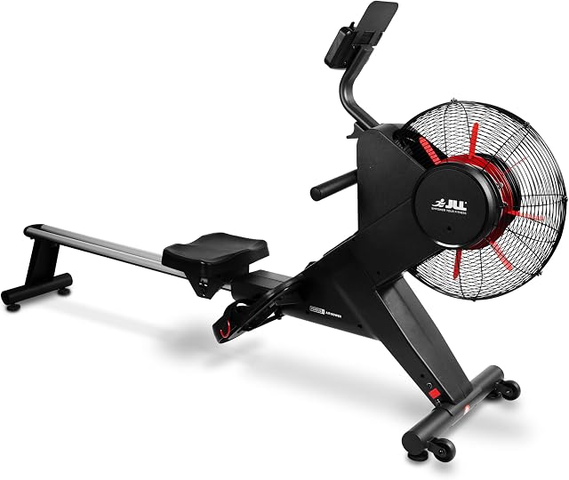 JLL® Ventus 3 Air Resistance Home Rowing Machine, 2023 Model, Kinomap App Compatible, Fitness Cardio Workout with 16 Levels of Electro-Magnetic Resistance, Advanced Driving Belt System