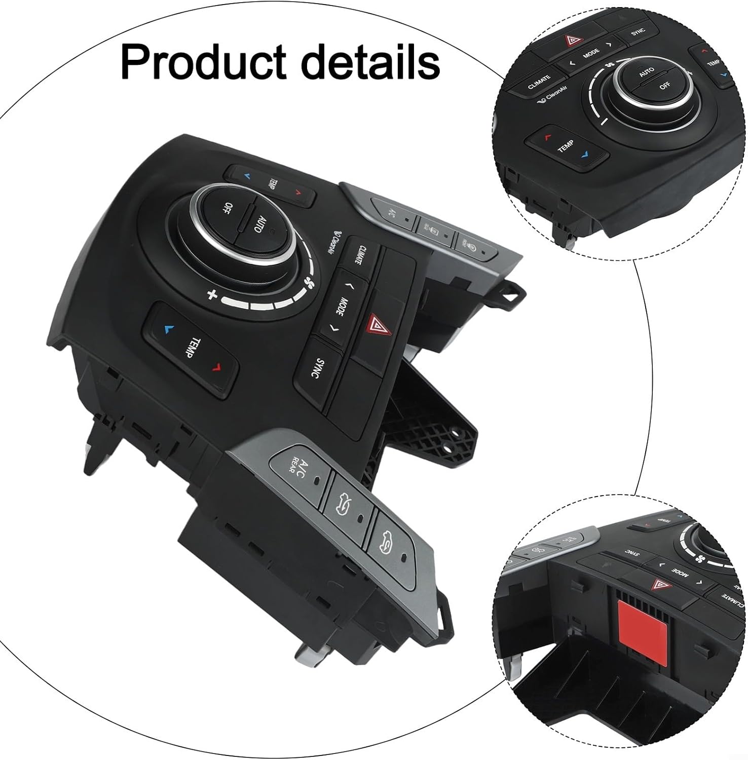 Car A/C Air Conditioning Control Panel ABS Black OEM 972502W550 Compatible for Hyundai Santa Fe 2013-2016 Left-Hand Drive Center Console Replacement