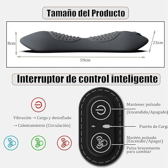 Rechargeable Smooth Triple Fusion Back Massager - 3-in-1 Traction, Masajeador Terapia de Triple Fusion, Vibration & Heat for Pain Relief in Neck, Shoulder, Lower Back & Sciatica, Adjustable (Black)