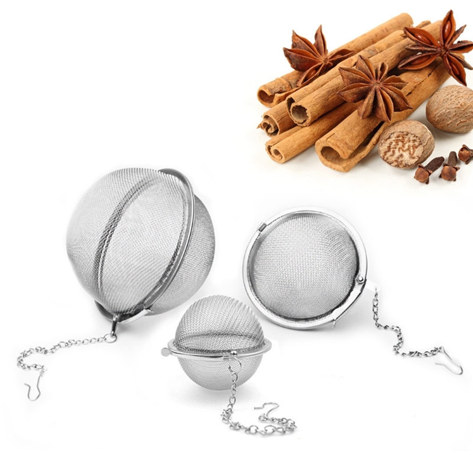 Colador de té de acero inoxidable con bloqueo esférico para especias, filtro de bola de té, filtro de malla, utensilios de cocina