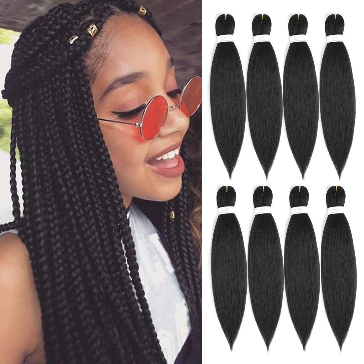 Buy Braiding Hair Pre stretched 16inch 8packs Pre stretched Braiding