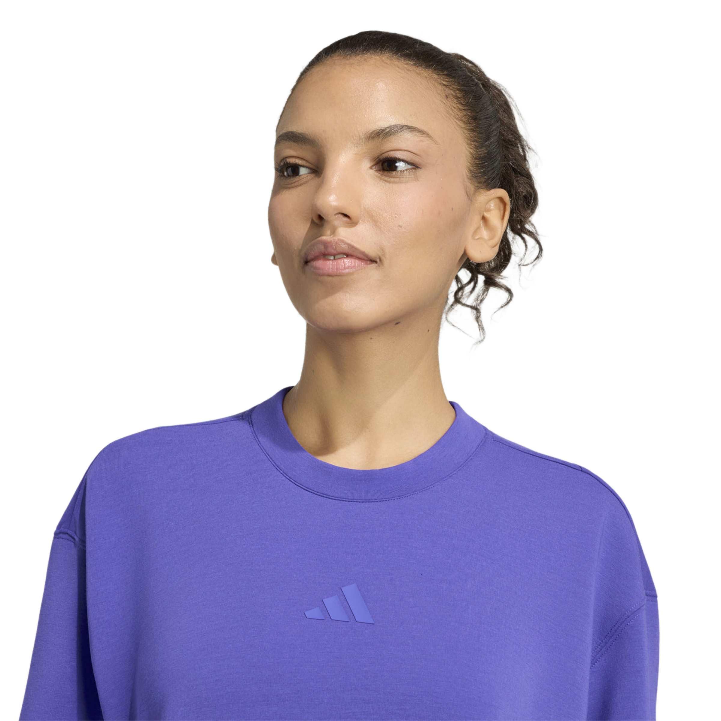 adidas Kobiety D4T Workout Warm Up Crew Neck Sweatshirt, Pure Purple, XL