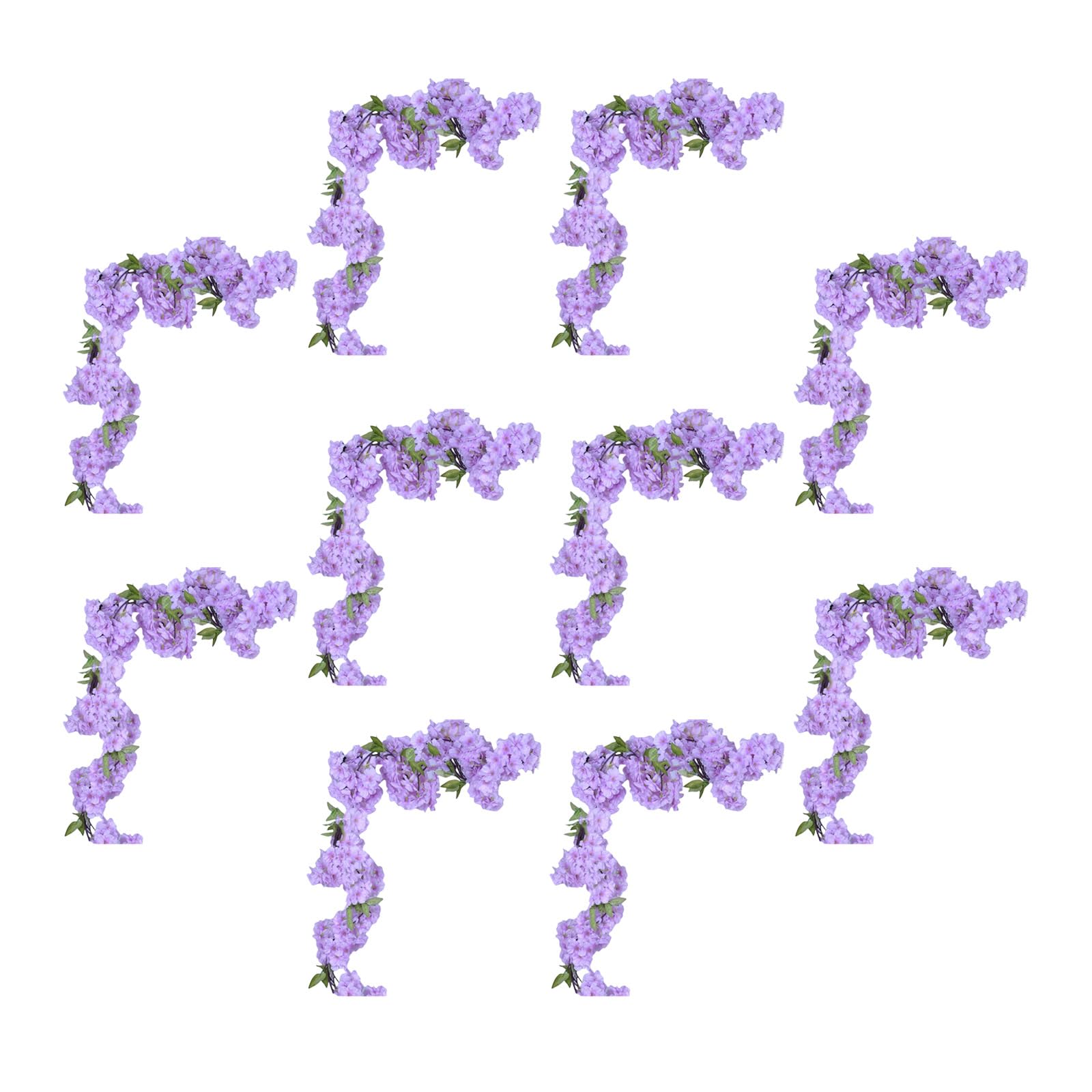 Hsioluted Of 10 Elegant Silk Cherries Blossom Flower Vine Wall Hanging Sakuras Flower Garlands Decoration for Wedding Decorative Silk