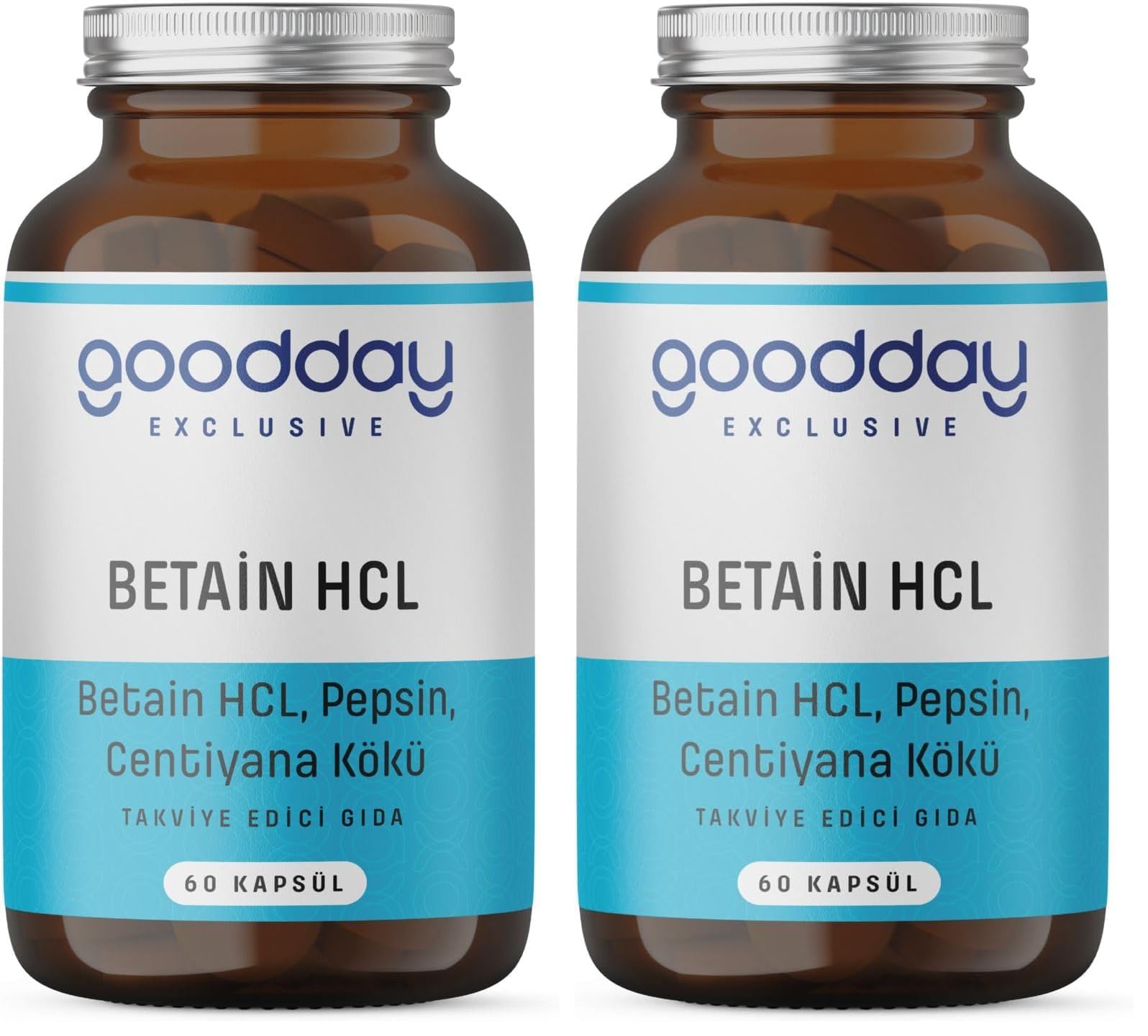 GOODDAY BETAİN HCL+ PEPSİN 60 KAPSÜL TAKVİYE EDİCİ GIDA (2 paketi)