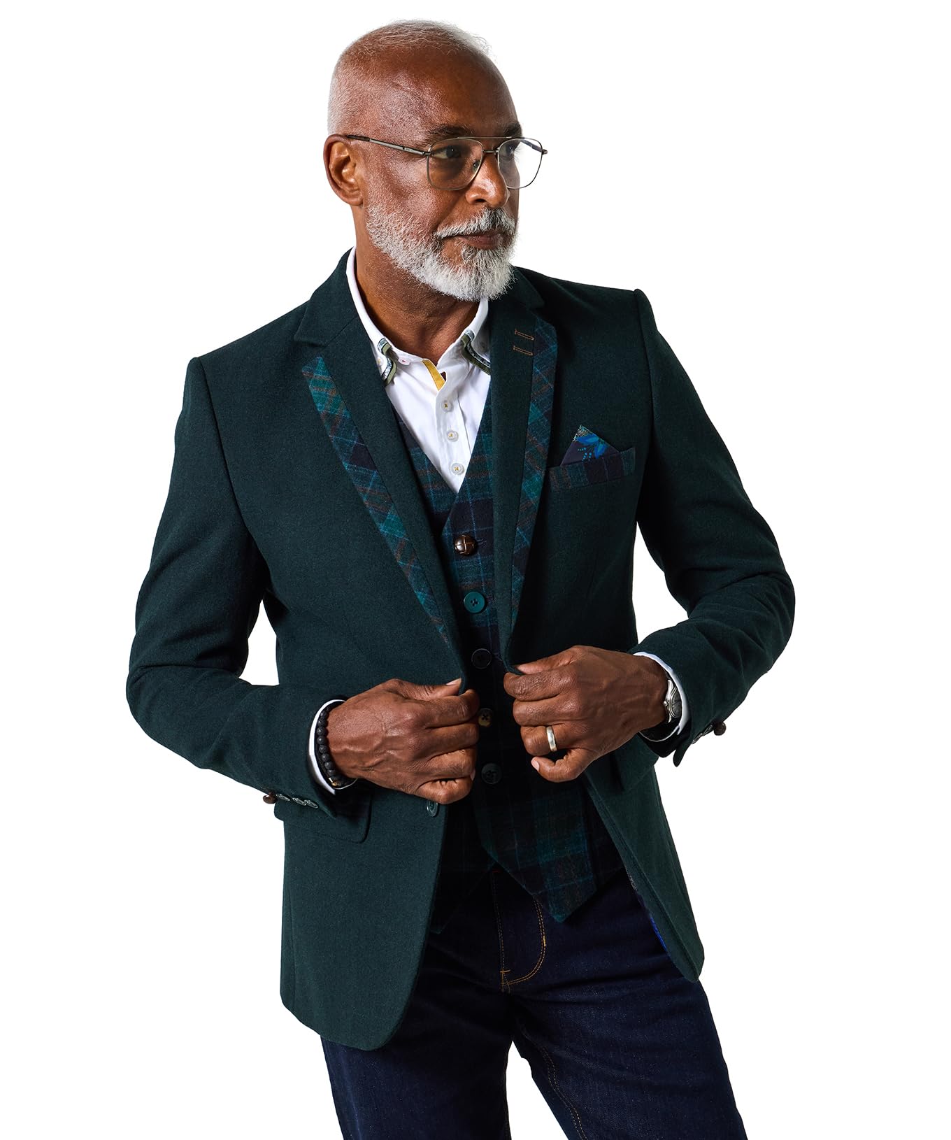Joe Browns Mens Stylish Check Trim Blazer Regular Green UK 40