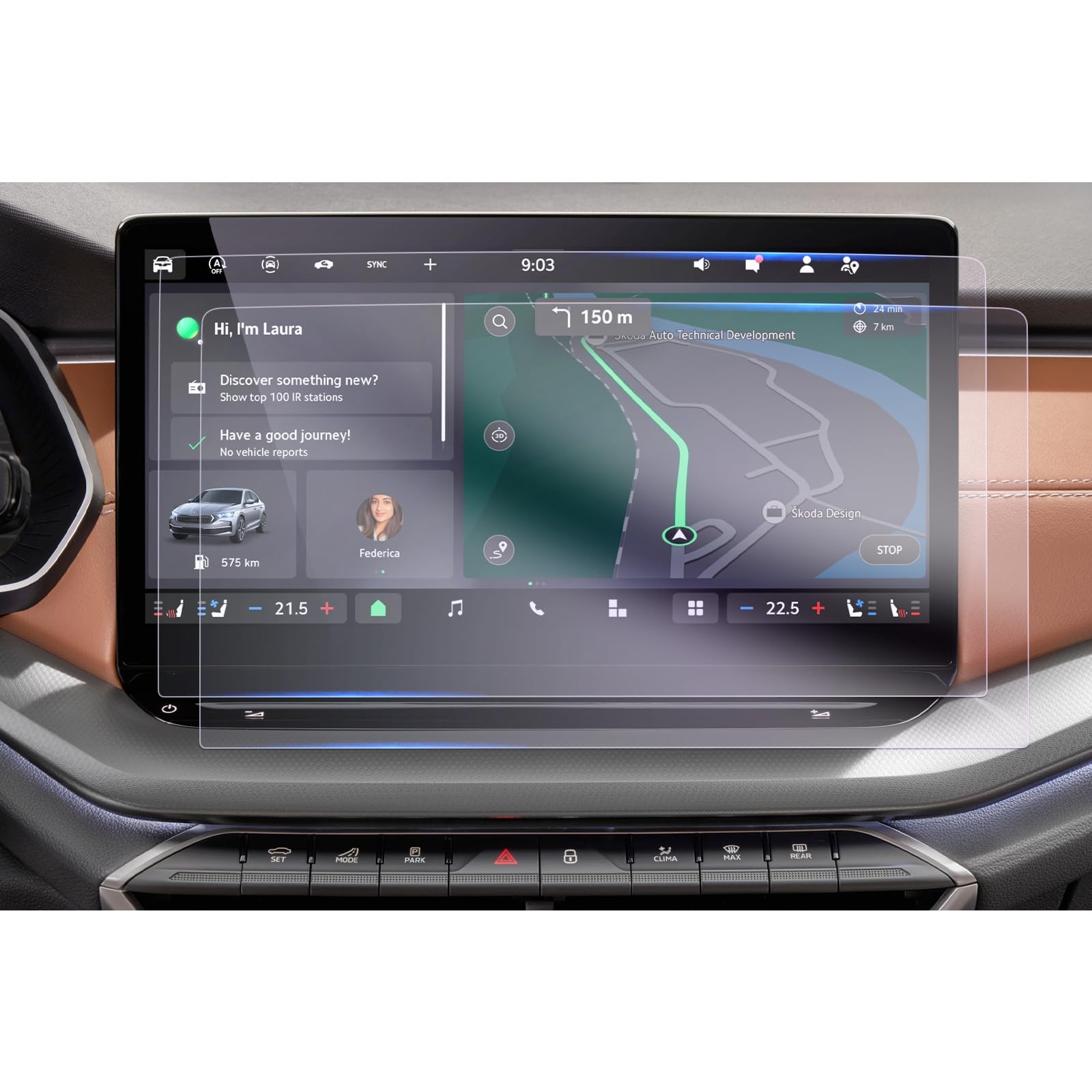 GAFAT [Facelift 2025] Compatibile con Skoda Octavia 4 RS/Combi 2025 2026 13" Pellicola Protettiva per Navigazione, Octavia iV 2024 13" Touchscreen Nano Pellicola, Antiurto, 6H Anti-Graffio (2 Pezzi)