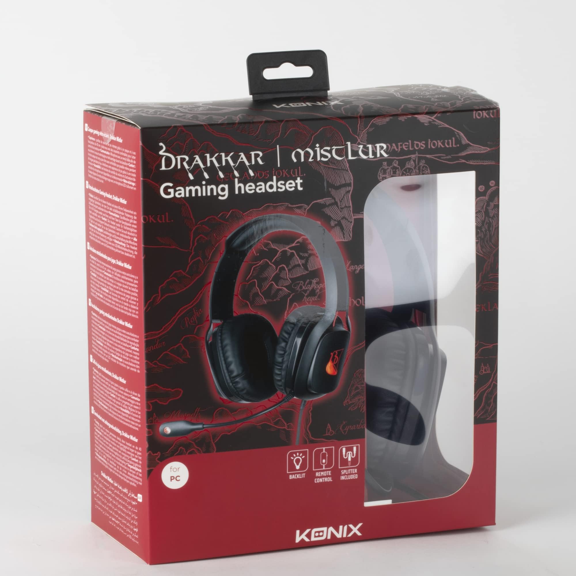 Konix Drakkar Gaming-Headset – 40 Mm Lautsprecher, Flexibles Mikrofon, LED, Für PC