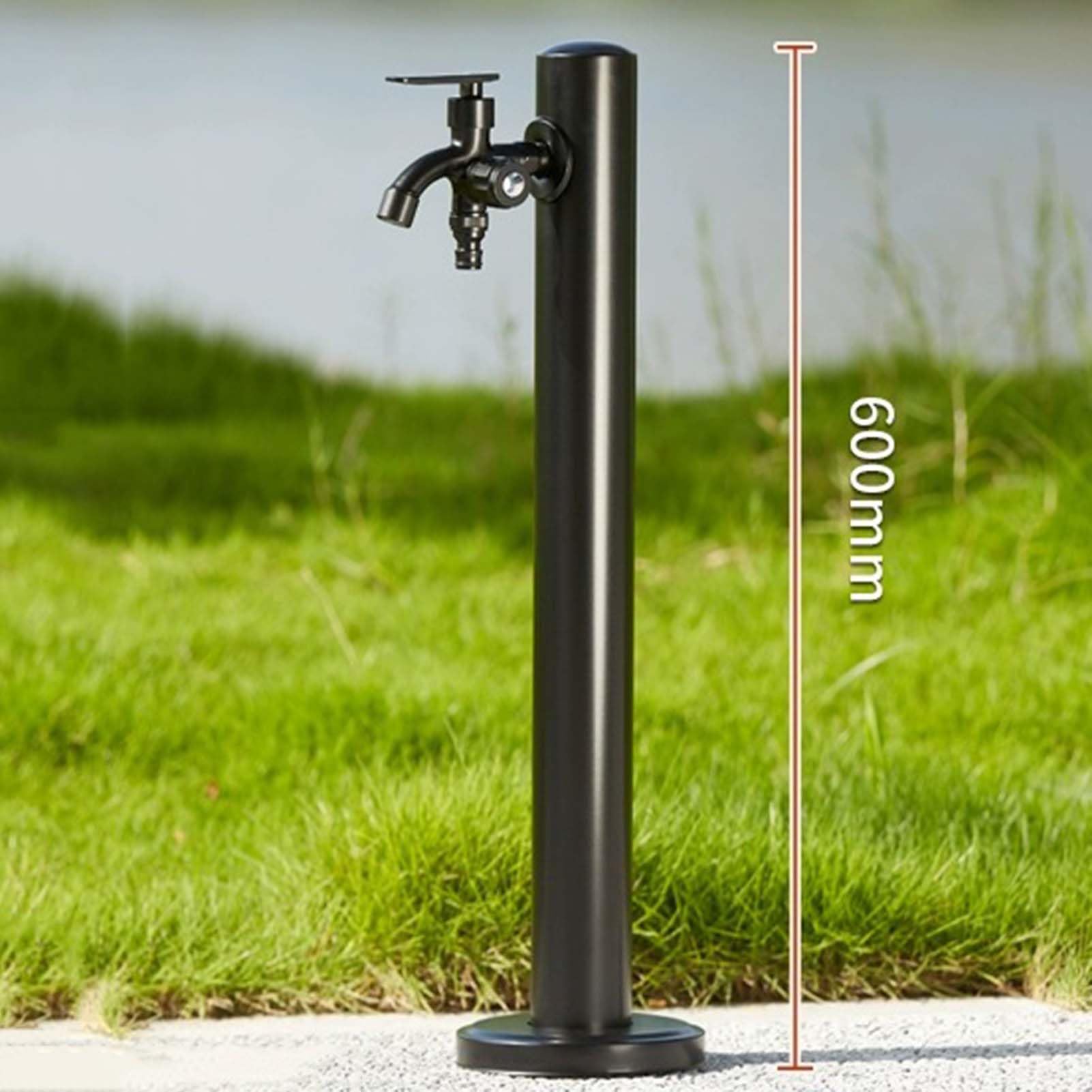 Genérico Soporte Independiente de Acero Inoxidable para Manguera de jardín con Grifo - Elegante hidrante para Exteriores con Fuente paisajística para Lavar Coches, regar y Decorar el jardín - Kit de