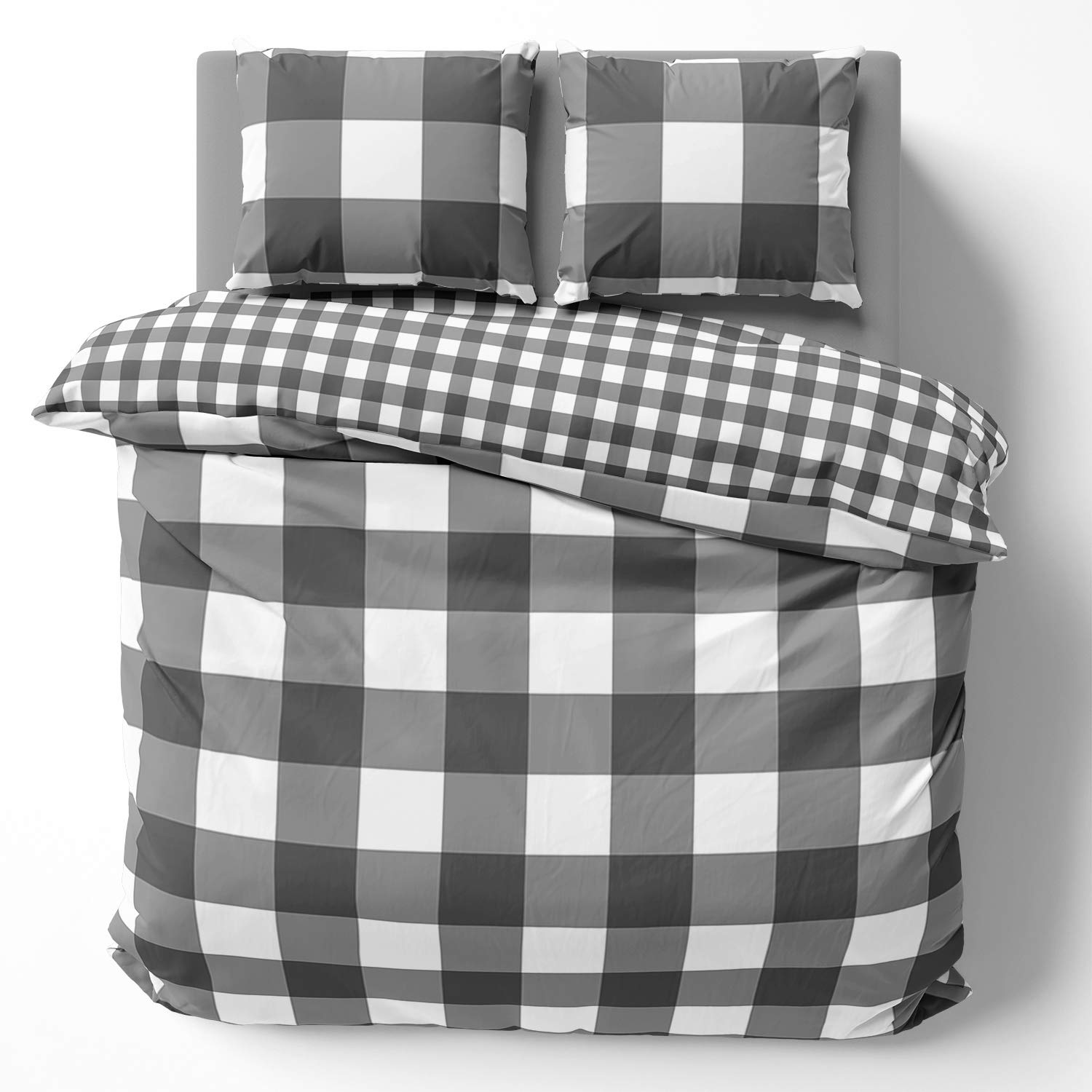 Melunda Renforcé Bed Linen 240 x 220 cm with 2 Pillowcases 80 x 80 cm - 100% Cotton with YKK Zip, Super Soft Duvet Cover, Oeko-Tex® Standard Certified, Pordland Anthracite