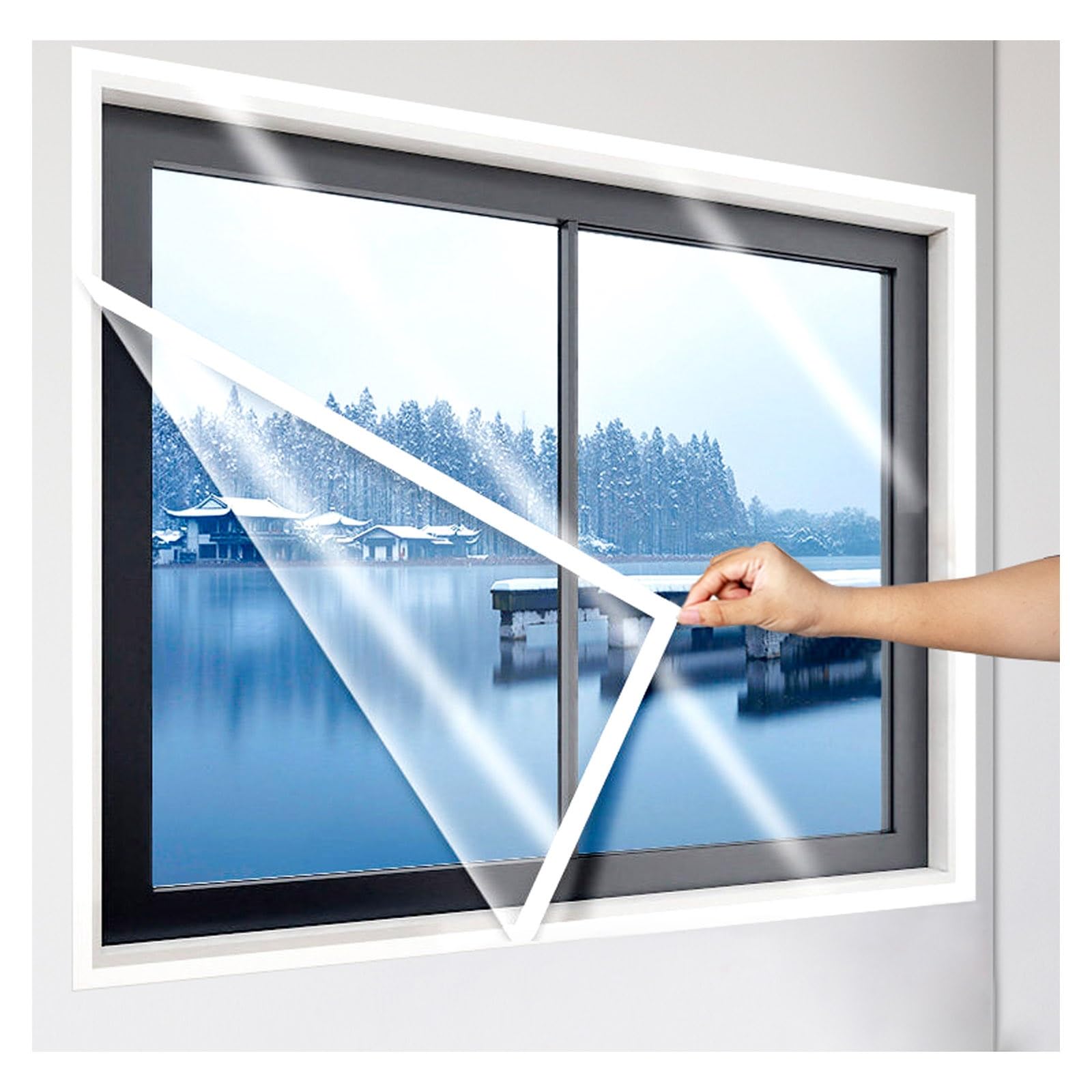 Fenster Isolierfolie Für Winter Wärmedämmung Winddicht Isolierende Fensterfolie Aus Transparente EVA Für Terrasse Dachboden Keller Wohnzimmer Schlafzimmer Thermofolie(W280*H240cm)
