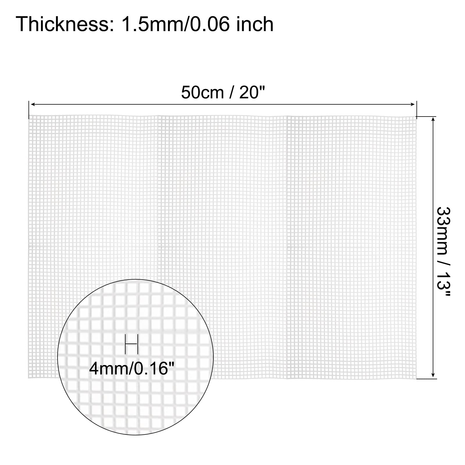 Sourcing Map Foglio Di Tela In Plastica Per Ricamo – 4 Pezzi, 50x33 Cm, Fori Da 2,5 Mm, Bianco, Per Uncinetto E Lavori Creativi - 3